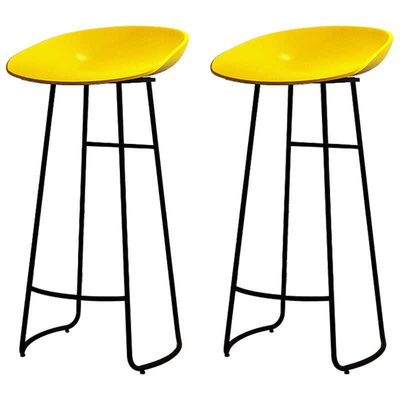 Modern Armless Backrest Counter Stool Iron Kitchen Bar Stool with Acrylic Seat Yellow 2 Piece Set Clearhalo 'Bar Furniture' 'Bar Stools' 'bar_stools' 'furn' 'furn_bar_stools' 'Furniture' 'furniture_bar_stools' 'Kitchen & Dining Furniture' 4940165