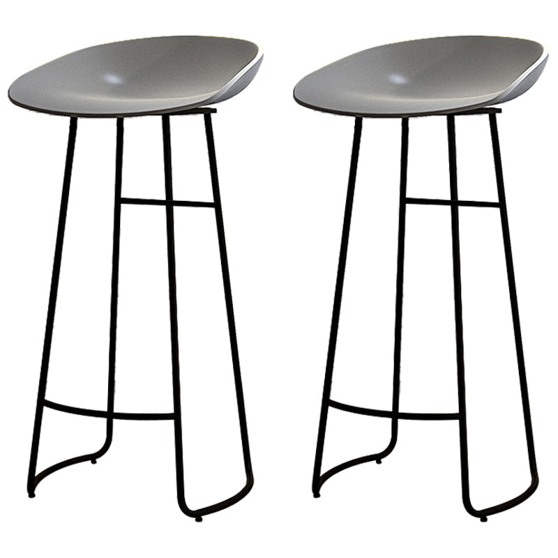 Modern Armless Backrest Counter Stool Iron Kitchen Bar Stool with Acrylic Seat Grey 2 Piece Set Clearhalo 'Bar Furniture' 'Bar Stools' 'bar_stools' 'furn' 'furn_bar_stools' 'Furniture' 'furniture_bar_stools' 'Kitchen & Dining Furniture' 4940166