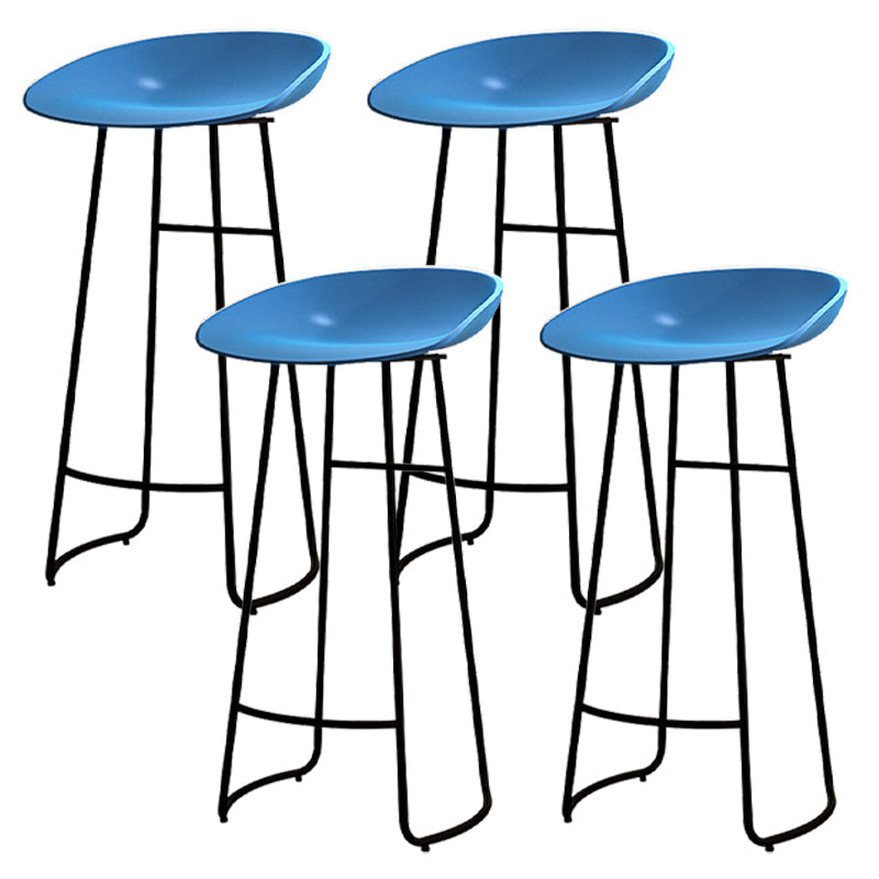 Modern Armless Backrest Counter Stool Iron Kitchen Bar Stool with Acrylic Seat Blue 4 Piece Set Clearhalo 'Bar Furniture' 'Bar Stools' 'bar_stools' 'furn' 'furn_bar_stools' 'Furniture' 'furniture_bar_stools' 'Kitchen & Dining Furniture' 4940168