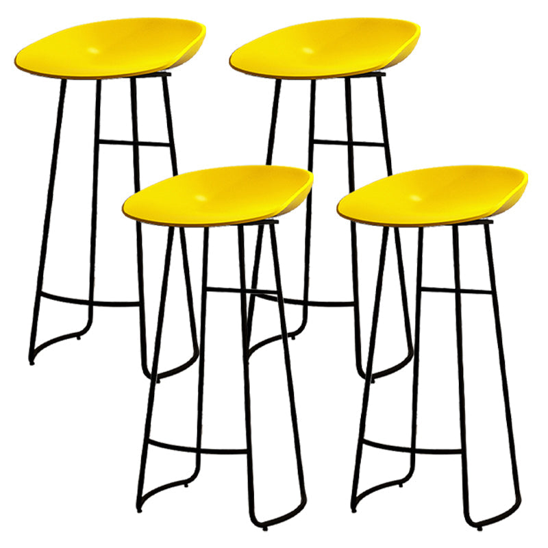 Modern Armless Backrest Counter Stool Iron Kitchen Bar Stool with Acrylic Seat Yellow 4 Piece Set Clearhalo 'Bar Furniture' 'Bar Stools' 'bar_stools' 'furn' 'furn_bar_stools' 'Furniture' 'furniture_bar_stools' 'Kitchen & Dining Furniture' 4940171