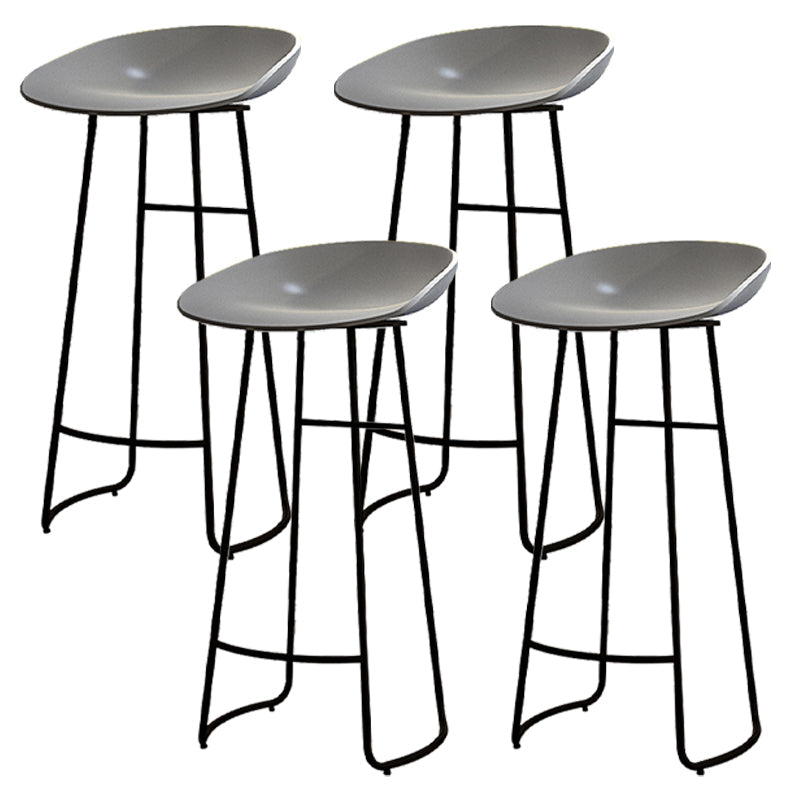 Modern Armless Backrest Counter Stool Iron Kitchen Bar Stool with Acrylic Seat Grey 4 Piece Set Clearhalo 'Bar Furniture' 'Bar Stools' 'bar_stools' 'furn' 'furn_bar_stools' 'Furniture' 'furniture_bar_stools' 'Kitchen & Dining Furniture' 4940172