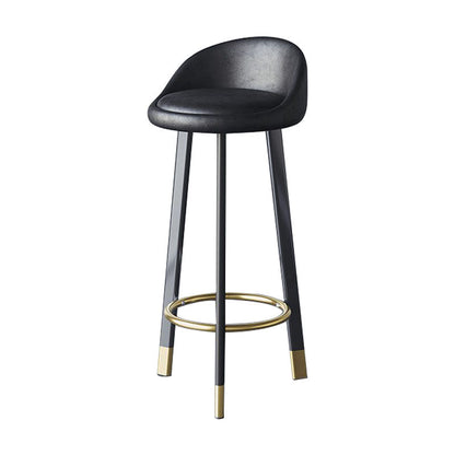 Scandinavian Swivel Upholstered Counter Height Stool Matte Finish Restaurant Barstool Black Black Gold 1 Piece Clearhalo 'Bar Furniture' 'Bar Stools' 'bar_stools' 'furn' 'furn_bar_stools' 'Furniture' 'furniture_bar_stools' 'Kitchen & Dining Furniture' 4940178