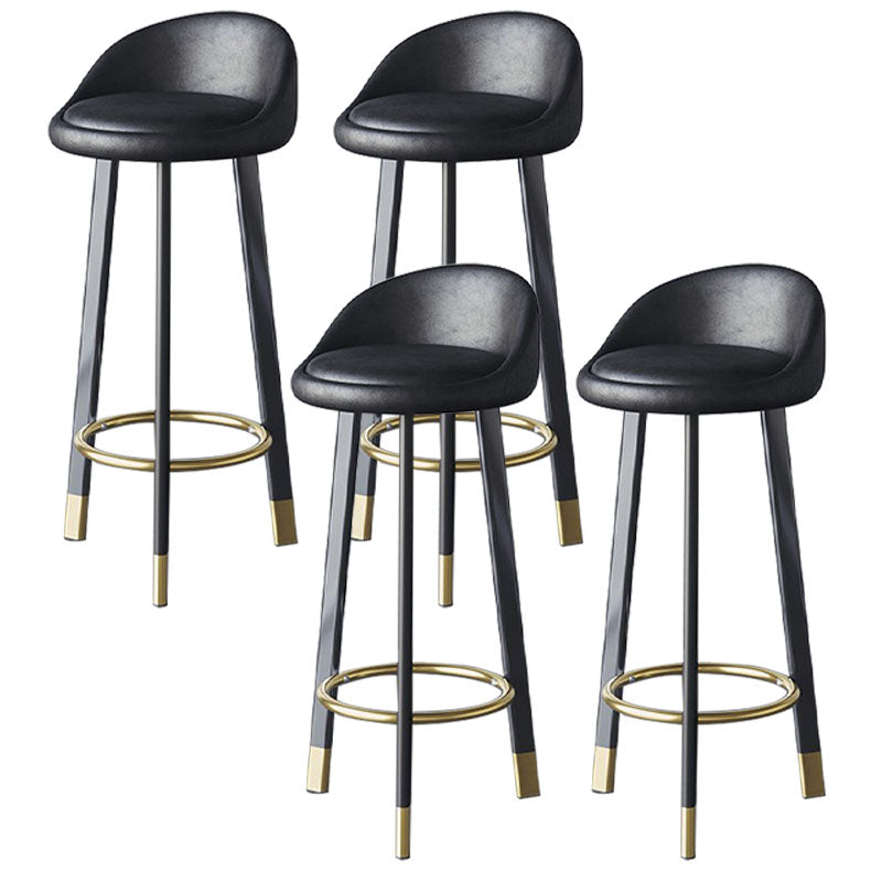 Scandinavian Swivel Upholstered Counter Height Stool Matte Finish Restaurant Barstool Black Black Gold 4 Piece Set Clearhalo 'Bar Furniture' 'Bar Stools' 'bar_stools' 'furn' 'furn_bar_stools' 'Furniture' 'furniture_bar_stools' 'Kitchen & Dining Furniture' 4940208