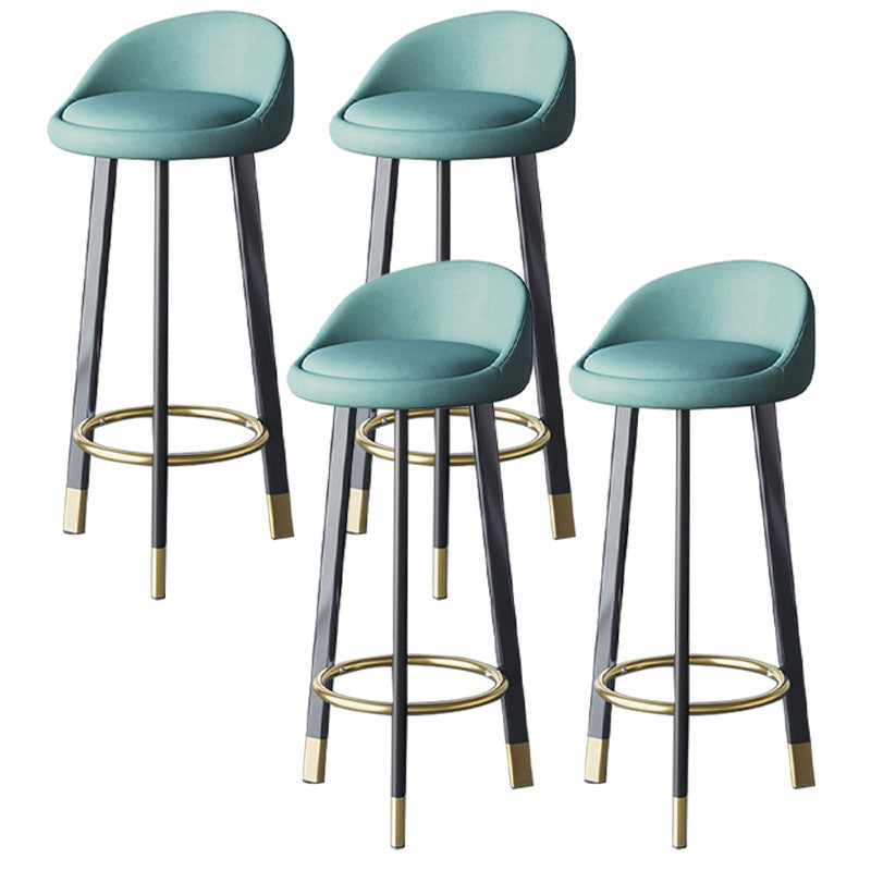 Scandinavian Swivel Upholstered Counter Height Stool Matte Finish Restaurant Barstool Blue Black Gold 4 Piece Set Clearhalo 'Bar Furniture' 'Bar Stools' 'bar_stools' 'furn' 'furn_bar_stools' 'Furniture' 'furniture_bar_stools' 'Kitchen & Dining Furniture' 4940212