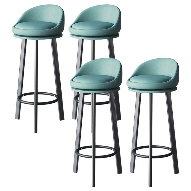 Scandinavian Swivel Upholstered Counter Height Stool Matte Finish Restaurant Barstool Blue Black 4 Piece Set Clearhalo 'Bar Furniture' 'Bar Stools' 'bar_stools' 'furn' 'furn_bar_stools' 'Furniture' 'furniture_bar_stools' 'Kitchen & Dining Furniture' 4940218