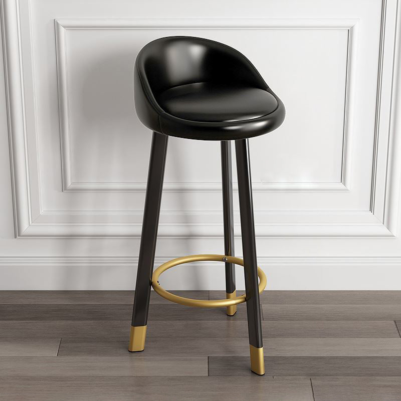 Modern Armless Backrest Counter Stool Steel Cashier Bar Stool with Cushion and Pedal Black Black Clearhalo 'Bar Furniture' 'Bar Stools' 'bar_stools' 'furn' 'furn_bar_stools' 'Furniture' 'furniture_bar_stools' 'Kitchen & Dining Furniture' 4940221