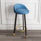 Modern Armless Backrest Counter Stool Steel Cashier Bar Stool with Cushion and Pedal Lake Blue Black Clearhalo 'Bar Furniture' 'Bar Stools' 'bar_stools' 'furn' 'furn_bar_stools' 'Furniture' 'furniture_bar_stools' 'Kitchen & Dining Furniture' 4940224