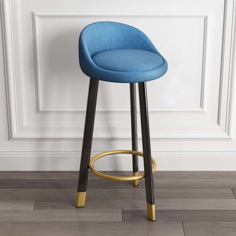 Modern Armless Backrest Counter Stool Steel Cashier Bar Stool with Cushion and Pedal Lake Blue Black Clearhalo 'Bar Furniture' 'Bar Stools' 'bar_stools' 'furn' 'furn_bar_stools' 'Furniture' 'furniture_bar_stools' 'Kitchen & Dining Furniture' 4940224