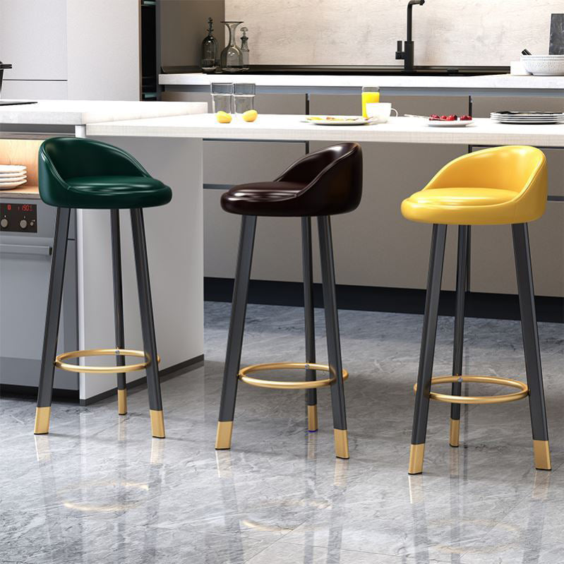 Modern Armless Backrest Counter Stool Steel Cashier Bar Stool with Cushion and Pedal Clearhalo 'Bar Furniture' 'Bar Stools' 'bar_stools' 'furn' 'furn_bar_stools' 'Furniture' 'furniture_bar_stools' 'Kitchen & Dining Furniture' 4940225