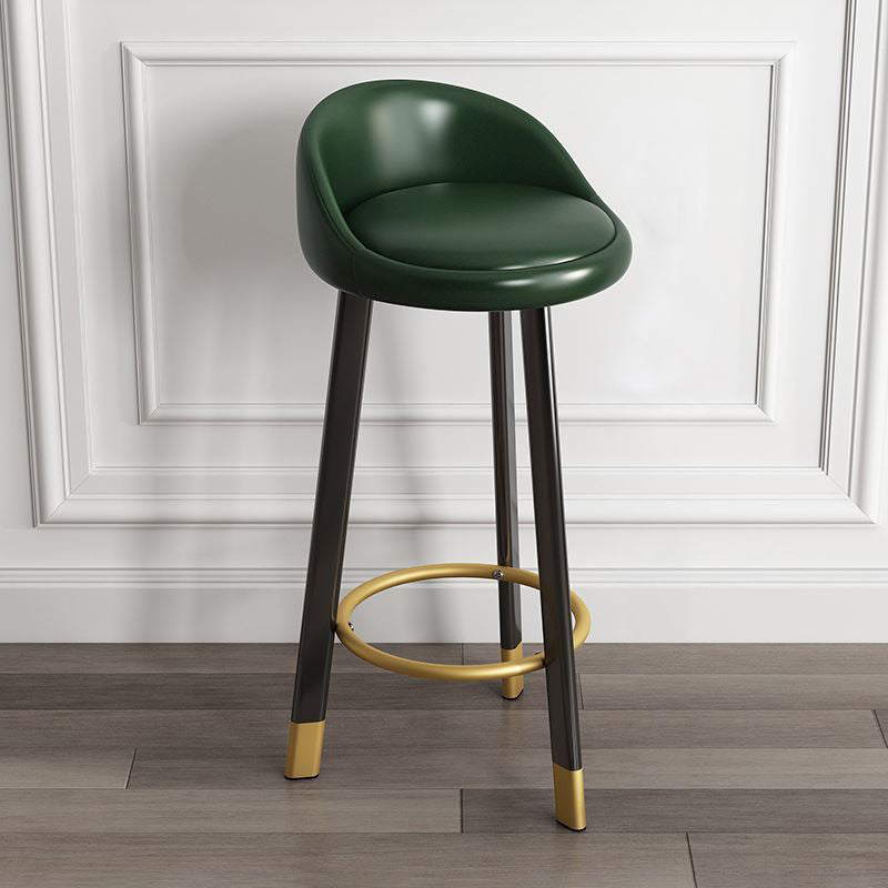 Modern Armless Backrest Counter Stool Steel Cashier Bar Stool with Cushion and Pedal Blackish Green Black Clearhalo 'Bar Furniture' 'Bar Stools' 'bar_stools' 'furn' 'furn_bar_stools' 'Furniture' 'furniture_bar_stools' 'Kitchen & Dining Furniture' 4940227