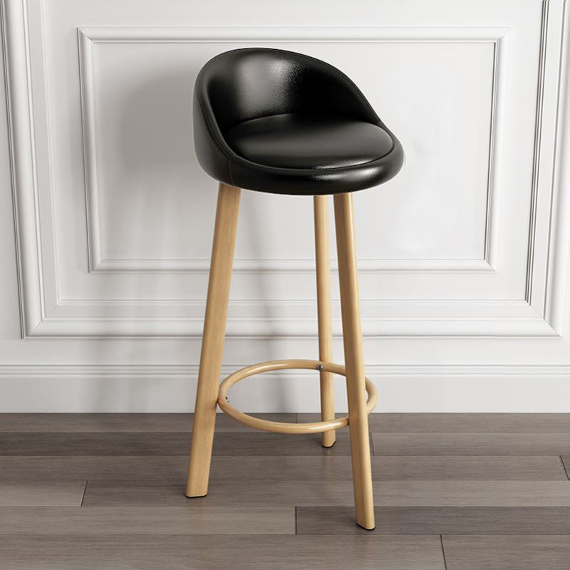 Modern Armless Backrest Counter Stool Steel Cashier Bar Stool with Cushion and Pedal Black Natural Clearhalo 'Bar Furniture' 'Bar Stools' 'bar_stools' 'furn' 'furn_bar_stools' 'Furniture' 'furniture_bar_stools' 'Kitchen & Dining Furniture' 4940229