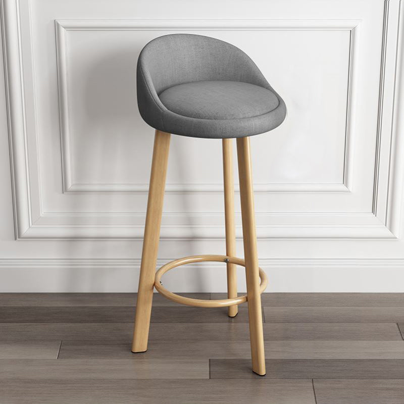 Modern Armless Backrest Counter Stool Steel Cashier Bar Stool with Cushion and Pedal Grey Natural Clearhalo 'Bar Furniture' 'Bar Stools' 'bar_stools' 'furn' 'furn_bar_stools' 'Furniture' 'furniture_bar_stools' 'Kitchen & Dining Furniture' 4940230