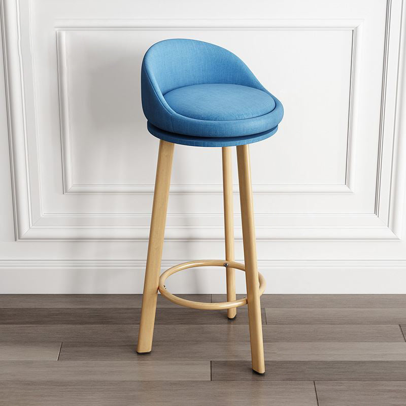 Modern Armless Backrest Counter Stool Steel Cashier Bar Stool with Cushion and Pedal Light Blue Natural Clearhalo 'Bar Furniture' 'Bar Stools' 'bar_stools' 'furn' 'furn_bar_stools' 'Furniture' 'furniture_bar_stools' 'Kitchen & Dining Furniture' 4940234