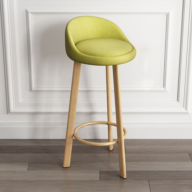 Modern Armless Backrest Counter Stool Steel Cashier Bar Stool with Cushion and Pedal Light Green Natural Clearhalo 'Bar Furniture' 'Bar Stools' 'bar_stools' 'furn' 'furn_bar_stools' 'Furniture' 'furniture_bar_stools' 'Kitchen & Dining Furniture' 4940236