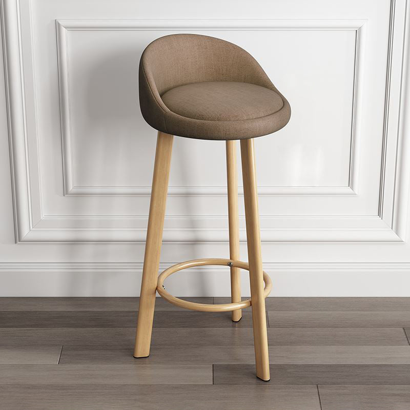 Modern Armless Backrest Counter Stool Steel Cashier Bar Stool with Cushion and Pedal Coffee Natural Clearhalo 'Bar Furniture' 'Bar Stools' 'bar_stools' 'furn' 'furn_bar_stools' 'Furniture' 'furniture_bar_stools' 'Kitchen & Dining Furniture' 4940239