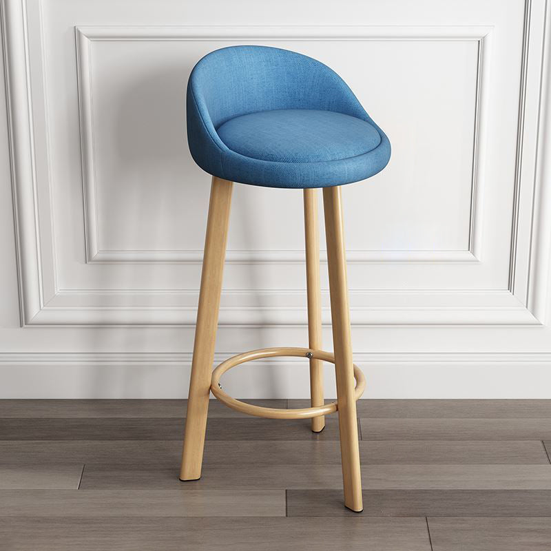 Modern Armless Backrest Counter Stool Steel Cashier Bar Stool with Cushion and Pedal Lake Blue Natural Clearhalo 'Bar Furniture' 'Bar Stools' 'bar_stools' 'furn' 'furn_bar_stools' 'Furniture' 'furniture_bar_stools' 'Kitchen & Dining Furniture' 4940240