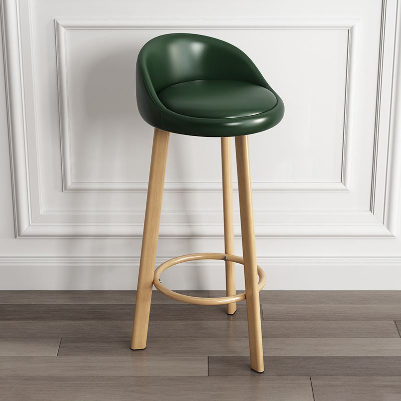 Modern Armless Backrest Counter Stool Steel Cashier Bar Stool with Cushion and Pedal Blackish Green Natural Clearhalo 'Bar Furniture' 'Bar Stools' 'bar_stools' 'furn' 'furn_bar_stools' 'Furniture' 'furniture_bar_stools' 'Kitchen & Dining Furniture' 4940241