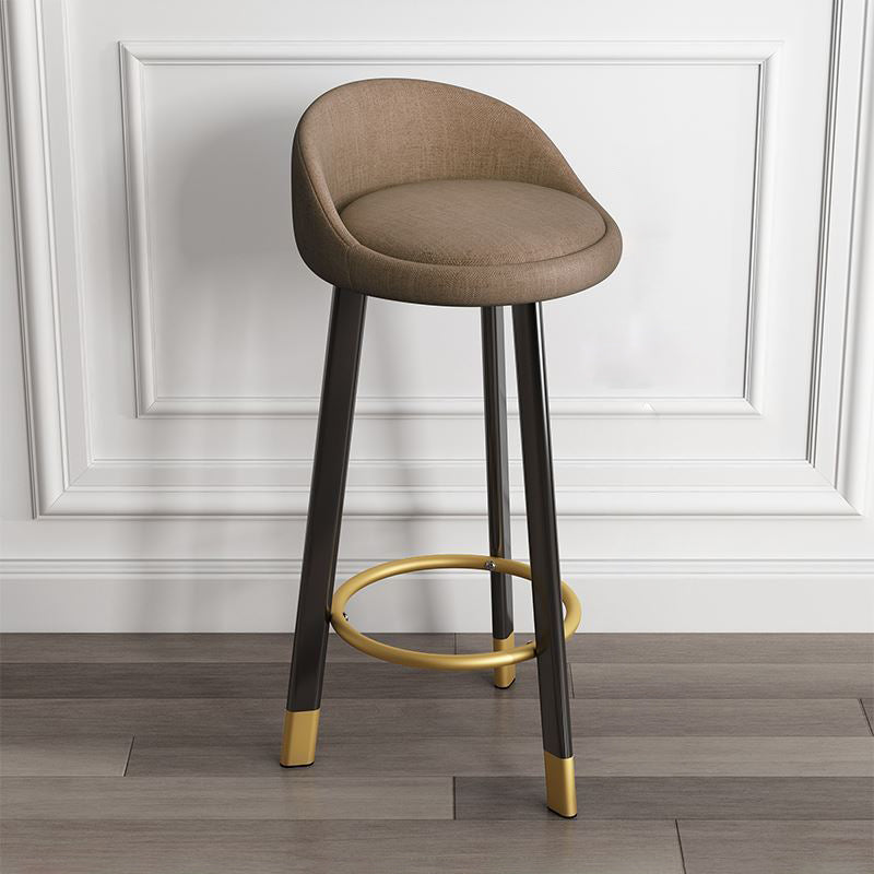 Modern Armless Backrest Counter Stool Steel Cashier Bar Stool with Cushion and Pedal Coffee Black Clearhalo 'Bar Furniture' 'Bar Stools' 'bar_stools' 'furn' 'furn_bar_stools' 'Furniture' 'furniture_bar_stools' 'Kitchen & Dining Furniture' 4940242