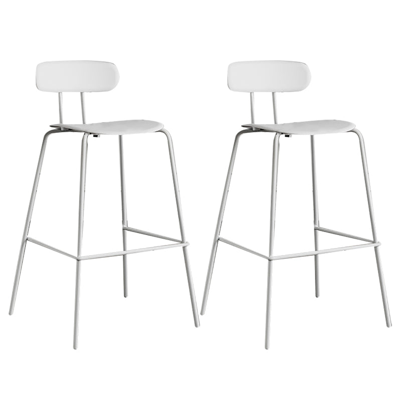 Scandinavian Milk Tea Shop Metal Bar Stool Matte Finish Footrest Stool White 2 Piece Set Clearhalo 'Bar Furniture' 'Bar Stools' 'bar_stools' 'furn' 'furn_bar_stools' 'Furniture' 'furniture_bar_stools' 'Kitchen & Dining Furniture' 4940253