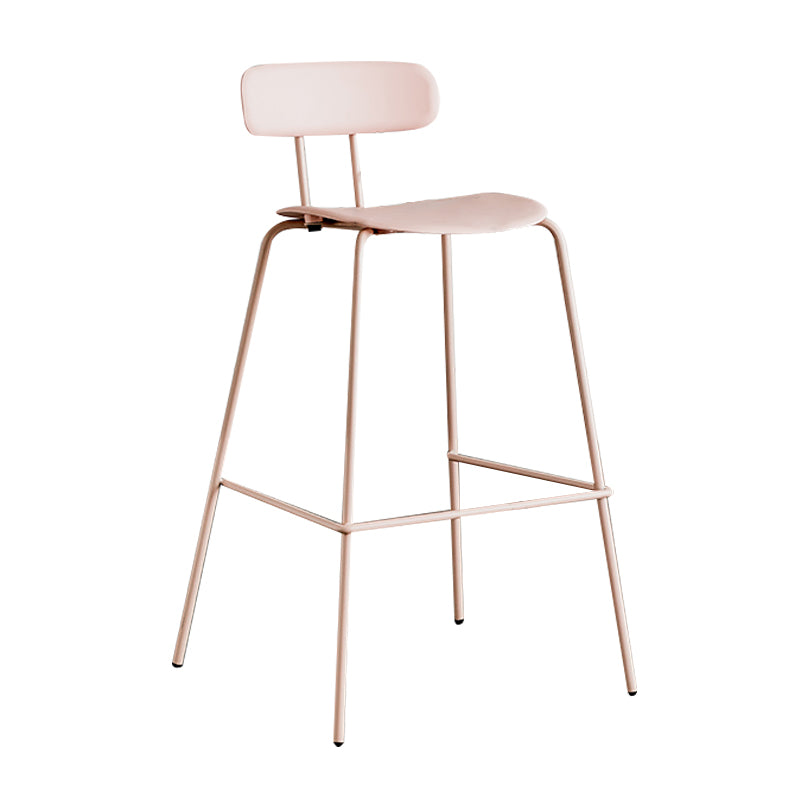 Scandinavian Milk Tea Shop Metal Bar Stool Matte Finish Footrest Stool Pink 1 Piece Clearhalo 'Bar Furniture' 'Bar Stools' 'bar_stools' 'furn' 'furn_bar_stools' 'Furniture' 'furniture_bar_stools' 'Kitchen & Dining Furniture' 4940257
