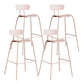 Scandinavian Milk Tea Shop Metal Bar Stool Matte Finish Footrest Stool Pink 4 Piece Set Clearhalo 'Bar Furniture' 'Bar Stools' 'bar_stools' 'furn' 'furn_bar_stools' 'Furniture' 'furniture_bar_stools' 'Kitchen & Dining Furniture' 4940260