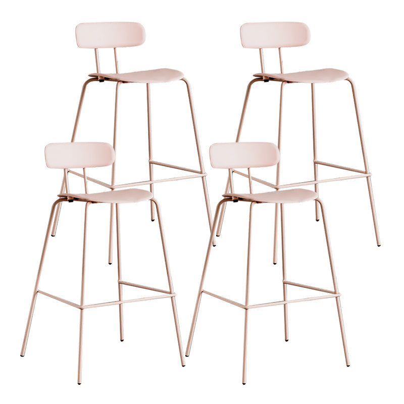 Scandinavian Milk Tea Shop Metal Bar Stool Matte Finish Footrest Stool Pink 4 Piece Set Clearhalo 'Bar Furniture' 'Bar Stools' 'bar_stools' 'furn' 'furn_bar_stools' 'Furniture' 'furniture_bar_stools' 'Kitchen & Dining Furniture' 4940260