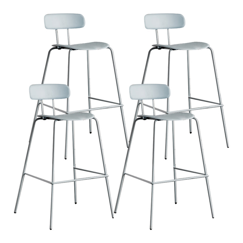 Scandinavian Milk Tea Shop Metal Bar Stool Matte Finish Footrest Stool Blue 4 Piece Set Clearhalo 'Bar Furniture' 'Bar Stools' 'bar_stools' 'furn' 'furn_bar_stools' 'Furniture' 'furniture_bar_stools' 'Kitchen & Dining Furniture' 4940267