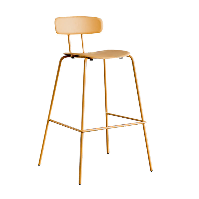 Scandinavian Milk Tea Shop Metal Bar Stool Matte Finish Footrest Stool Yellow 1 Piece Clearhalo 'Bar Furniture' 'Bar Stools' 'bar_stools' 'furn' 'furn_bar_stools' 'Furniture' 'furniture_bar_stools' 'Kitchen & Dining Furniture' 4940274