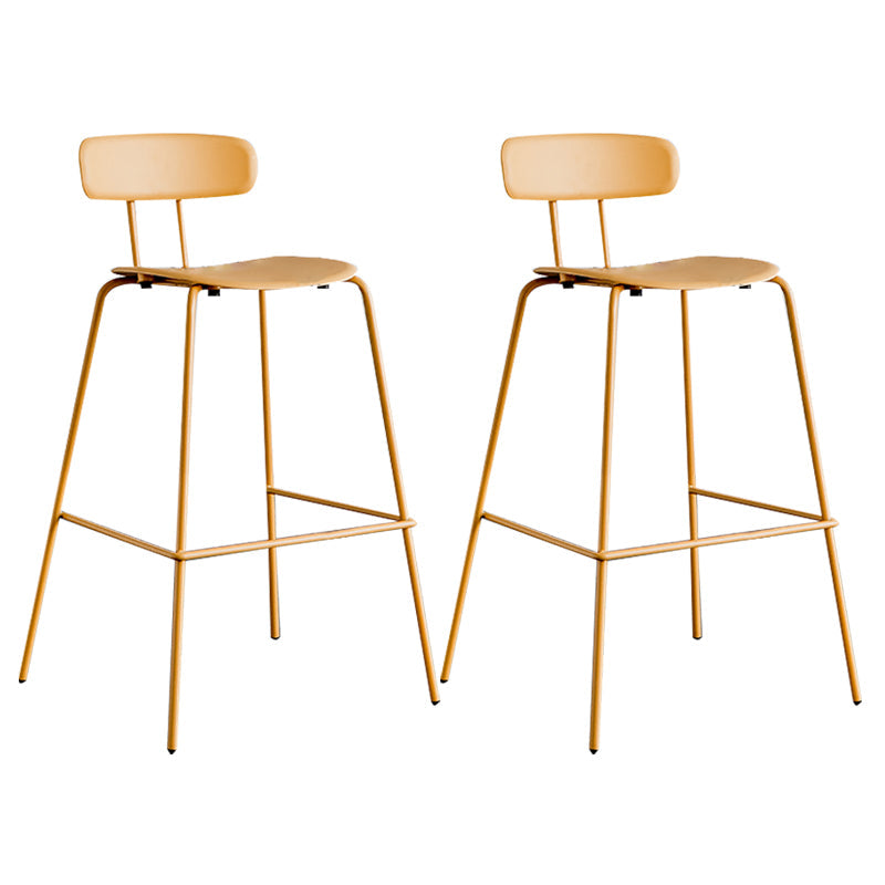 Scandinavian Milk Tea Shop Metal Bar Stool Matte Finish Footrest Stool Yellow 2 Piece Set Clearhalo 'Bar Furniture' 'Bar Stools' 'bar_stools' 'furn' 'furn_bar_stools' 'Furniture' 'furniture_bar_stools' 'Kitchen & Dining Furniture' 4940275