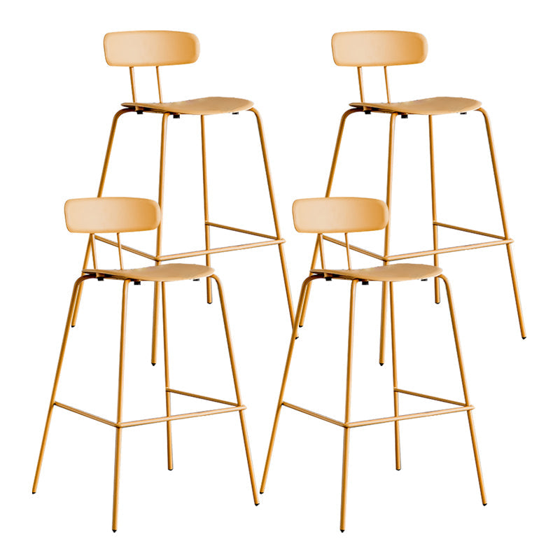 Scandinavian Milk Tea Shop Metal Bar Stool Matte Finish Footrest Stool Yellow 4 Piece Set Clearhalo 'Bar Furniture' 'Bar Stools' 'bar_stools' 'furn' 'furn_bar_stools' 'Furniture' 'furniture_bar_stools' 'Kitchen & Dining Furniture' 4940276