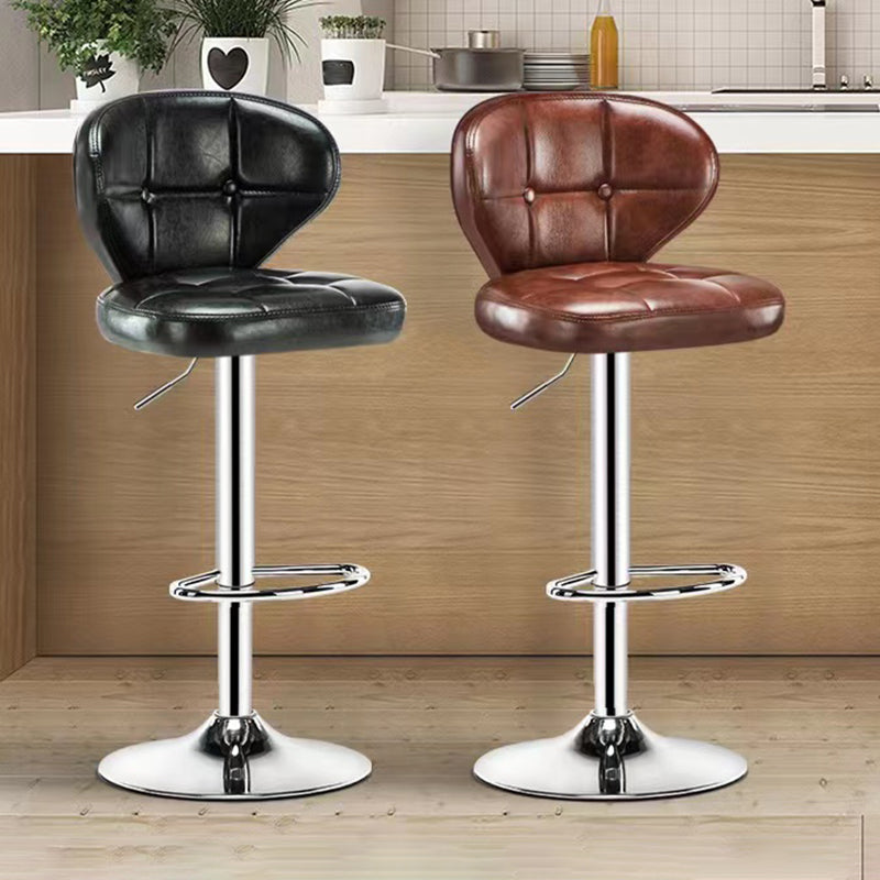 Modern Rotatable Backrest Counter Stool Steel Cashier Bar Stool with Cushion and Pedal Clearhalo 'Bar Furniture' 'Bar Stools' 'bar_stools' 'furn' 'furn_bar_stools' 'Furniture' 'furniture_bar_stools' 'Kitchen & Dining Furniture' 4940278