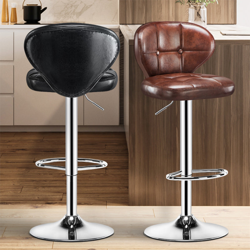 Modern Rotatable Backrest Counter Stool Steel Cashier Bar Stool with Cushion and Pedal Clearhalo 'Bar Furniture' 'Bar Stools' 'bar_stools' 'furn' 'furn_bar_stools' 'Furniture' 'furniture_bar_stools' 'Kitchen & Dining Furniture' 4940280