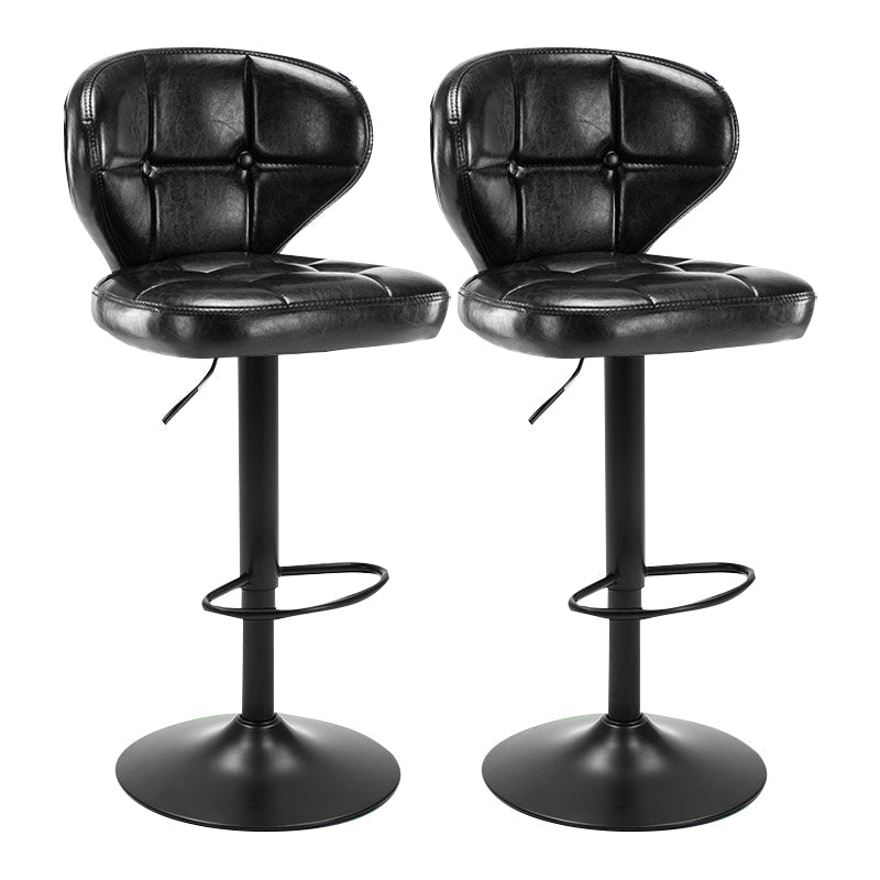 Modern Rotatable Backrest Counter Stool Steel Cashier Bar Stool with Cushion and Pedal Black Black 2 Piece Set Clearhalo 'Bar Furniture' 'Bar Stools' 'bar_stools' 'furn' 'furn_bar_stools' 'Furniture' 'furniture_bar_stools' 'Kitchen & Dining Furniture' 4940281
