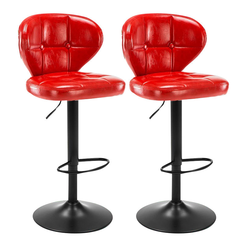 Modern Rotatable Backrest Counter Stool Steel Cashier Bar Stool with Cushion and Pedal Red Black 2 Piece Set Clearhalo 'Bar Furniture' 'Bar Stools' 'bar_stools' 'furn' 'furn_bar_stools' 'Furniture' 'furniture_bar_stools' 'Kitchen & Dining Furniture' 4940287