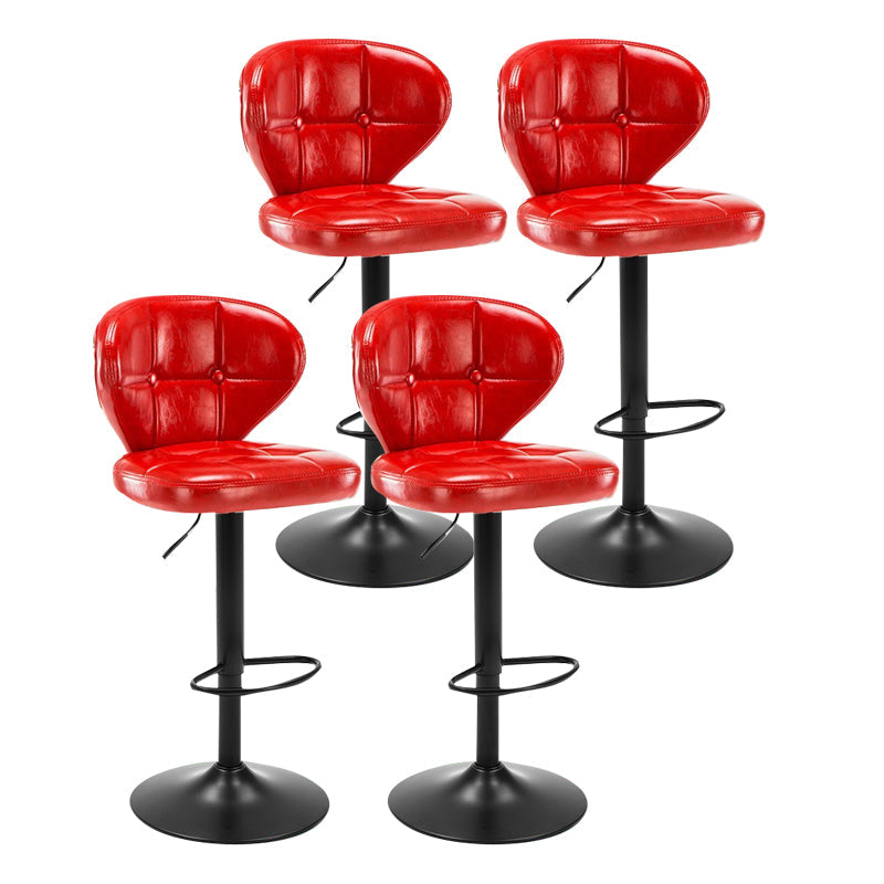 Modern Rotatable Backrest Counter Stool Steel Cashier Bar Stool with Cushion and Pedal Red Black 4 Piece Set Clearhalo 'Bar Furniture' 'Bar Stools' 'bar_stools' 'furn' 'furn_bar_stools' 'Furniture' 'furniture_bar_stools' 'Kitchen & Dining Furniture' 4940289