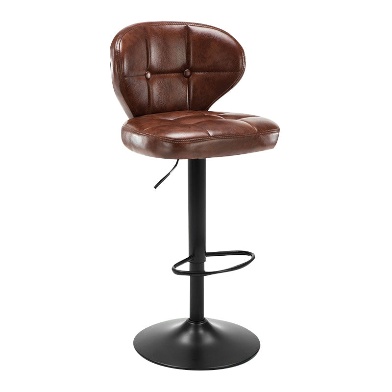 Modern Rotatable Backrest Counter Stool Steel Cashier Bar Stool with Cushion and Pedal Brown Black 1 Piece Clearhalo 'Bar Furniture' 'Bar Stools' 'bar_stools' 'furn' 'furn_bar_stools' 'Furniture' 'furniture_bar_stools' 'Kitchen & Dining Furniture' 4940290