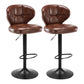 Modern Rotatable Backrest Counter Stool Steel Cashier Bar Stool with Cushion and Pedal Brown Black 2 Piece Set Clearhalo 'Bar Furniture' 'Bar Stools' 'bar_stools' 'furn' 'furn_bar_stools' 'Furniture' 'furniture_bar_stools' 'Kitchen & Dining Furniture' 4940293
