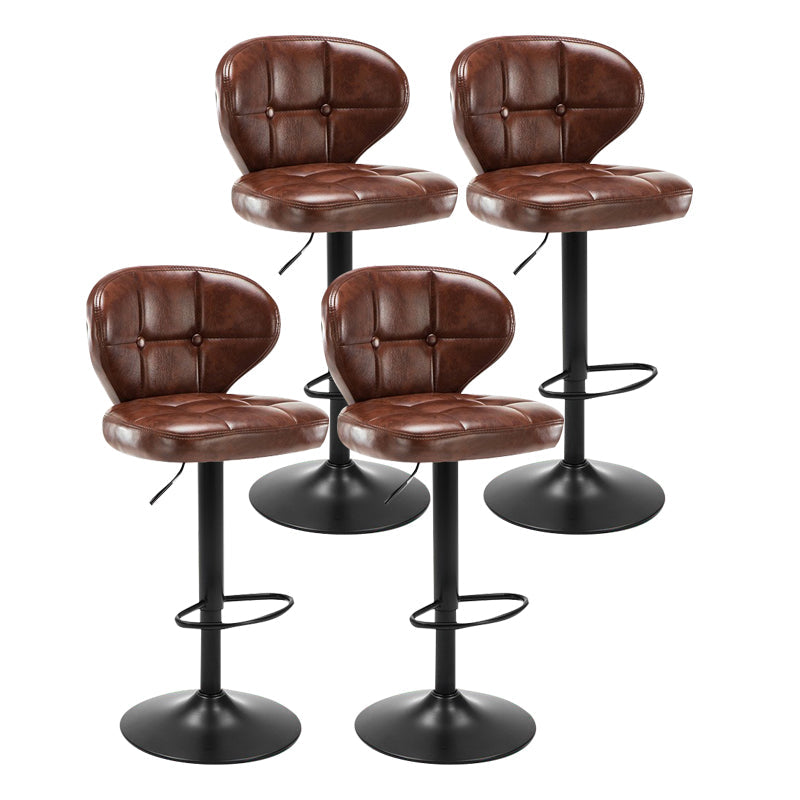 Modern Rotatable Backrest Counter Stool Steel Cashier Bar Stool with Cushion and Pedal Brown Black 4 Piece Set Clearhalo 'Bar Furniture' 'Bar Stools' 'bar_stools' 'furn' 'furn_bar_stools' 'Furniture' 'furniture_bar_stools' 'Kitchen & Dining Furniture' 4940294