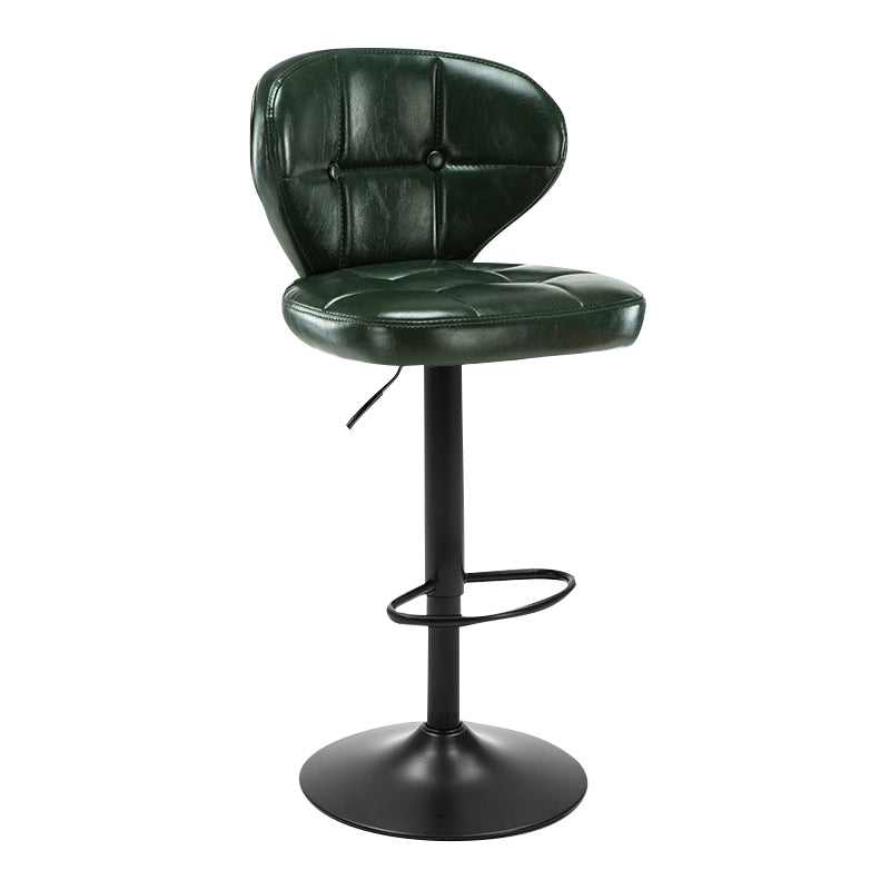 Modern Rotatable Backrest Counter Stool Steel Cashier Bar Stool with Cushion and Pedal Blackish Green Black 1 Piece Clearhalo 'Bar Furniture' 'Bar Stools' 'bar_stools' 'furn' 'furn_bar_stools' 'Furniture' 'furniture_bar_stools' 'Kitchen & Dining Furniture' 4940296