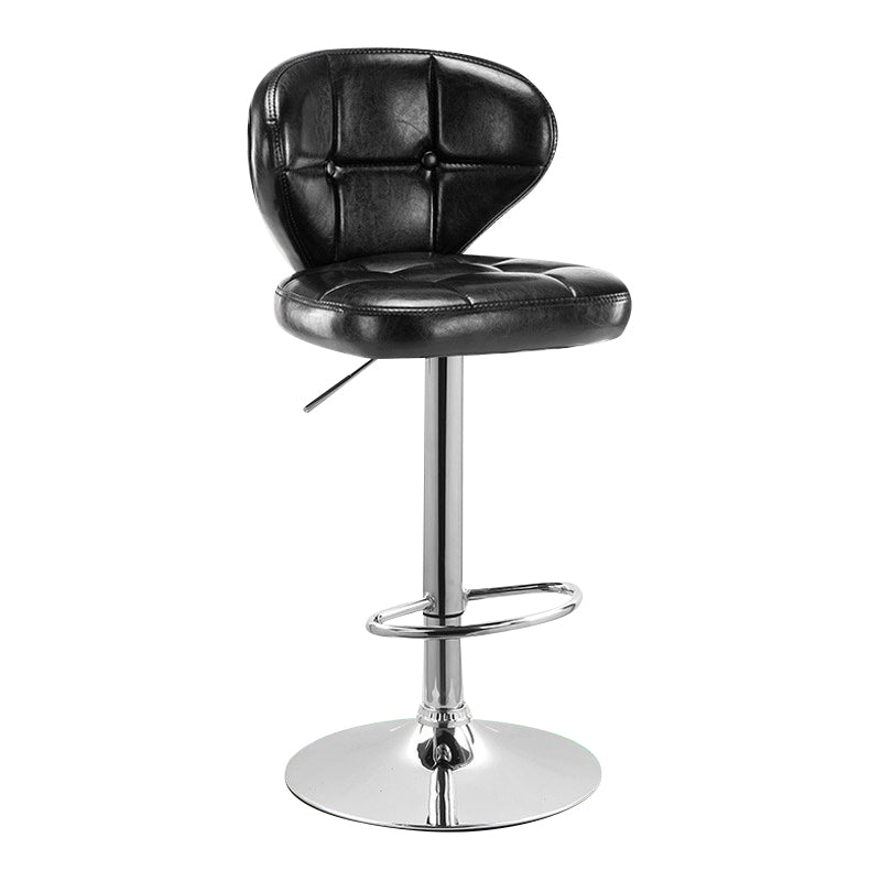 Modern Rotatable Backrest Counter Stool Steel Cashier Bar Stool with Cushion and Pedal Black Silver 1 Piece Clearhalo 'Bar Furniture' 'Bar Stools' 'bar_stools' 'furn' 'furn_bar_stools' 'Furniture' 'furniture_bar_stools' 'Kitchen & Dining Furniture' 4940299