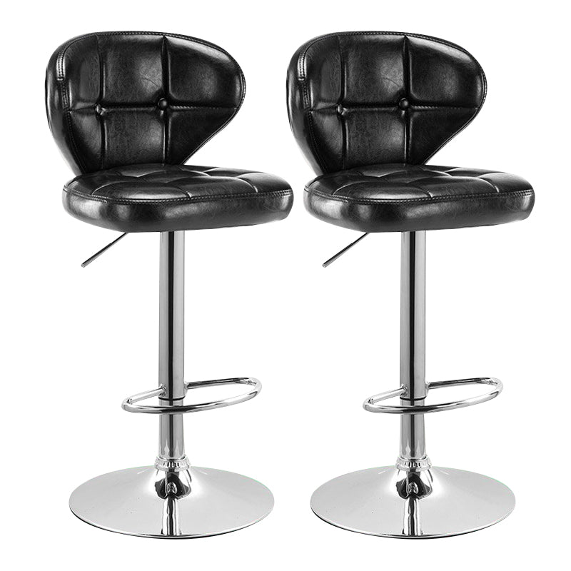Modern Rotatable Backrest Counter Stool Steel Cashier Bar Stool with Cushion and Pedal Black Silver 2 Piece Set Clearhalo 'Bar Furniture' 'Bar Stools' 'bar_stools' 'furn' 'furn_bar_stools' 'Furniture' 'furniture_bar_stools' 'Kitchen & Dining Furniture' 4940300