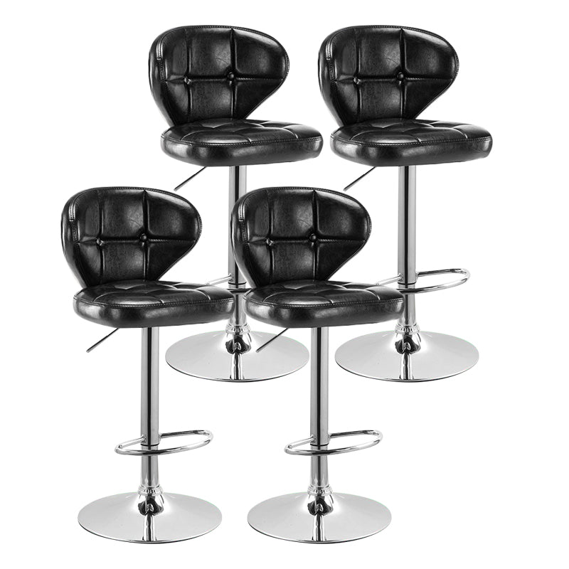 Modern Rotatable Backrest Counter Stool Steel Cashier Bar Stool with Cushion and Pedal Black Silver 4 Piece Set Clearhalo 'Bar Furniture' 'Bar Stools' 'bar_stools' 'furn' 'furn_bar_stools' 'Furniture' 'furniture_bar_stools' 'Kitchen & Dining Furniture' 4940301