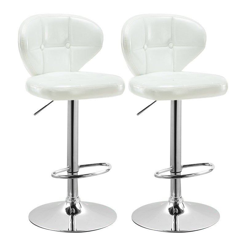 Modern Rotatable Backrest Counter Stool Steel Cashier Bar Stool with Cushion and Pedal White Silver 2 Piece Set Clearhalo 'Bar Furniture' 'Bar Stools' 'bar_stools' 'furn' 'furn_bar_stools' 'Furniture' 'furniture_bar_stools' 'Kitchen & Dining Furniture' 4940303