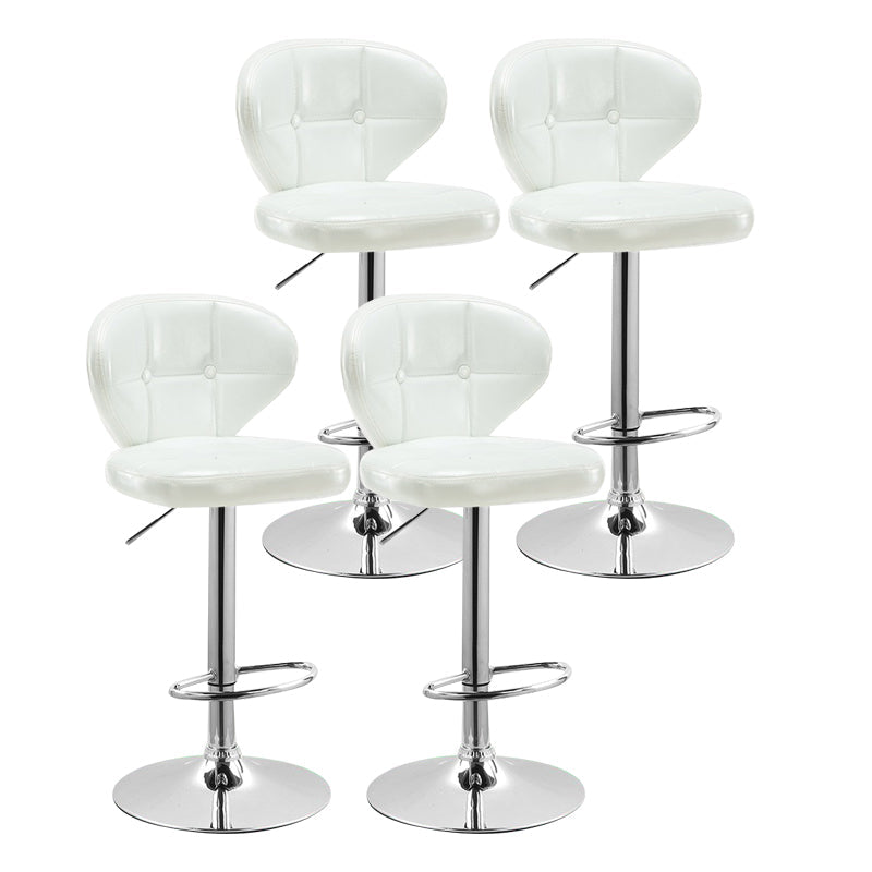 Modern Rotatable Backrest Counter Stool Steel Cashier Bar Stool with Cushion and Pedal White Silver 4 Piece Set Clearhalo 'Bar Furniture' 'Bar Stools' 'bar_stools' 'furn' 'furn_bar_stools' 'Furniture' 'furniture_bar_stools' 'Kitchen & Dining Furniture' 4940304