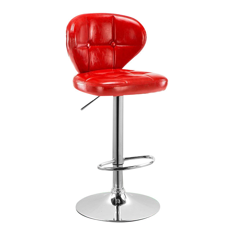 Modern Rotatable Backrest Counter Stool Steel Cashier Bar Stool with Cushion and Pedal Red Silver 1 Piece Clearhalo 'Bar Furniture' 'Bar Stools' 'bar_stools' 'furn' 'furn_bar_stools' 'Furniture' 'furniture_bar_stools' 'Kitchen & Dining Furniture' 4940305