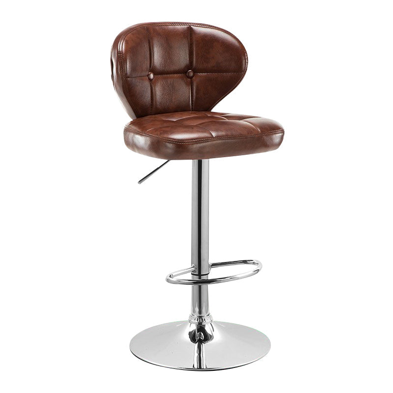 Modern Rotatable Backrest Counter Stool Steel Cashier Bar Stool with Cushion and Pedal Brown Silver 1 Piece Clearhalo 'Bar Furniture' 'Bar Stools' 'bar_stools' 'furn' 'furn_bar_stools' 'Furniture' 'furniture_bar_stools' 'Kitchen & Dining Furniture' 4940308