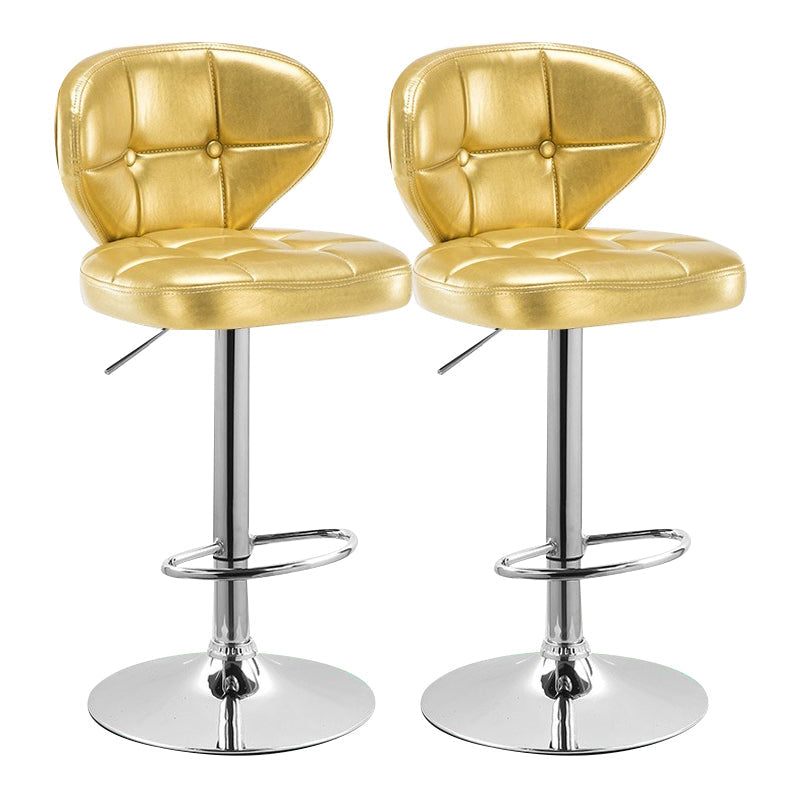Modern Rotatable Backrest Counter Stool Steel Cashier Bar Stool with Cushion and Pedal Gold Silver 2 Piece Set Clearhalo 'Bar Furniture' 'Bar Stools' 'bar_stools' 'furn' 'furn_bar_stools' 'Furniture' 'furniture_bar_stools' 'Kitchen & Dining Furniture' 4940312