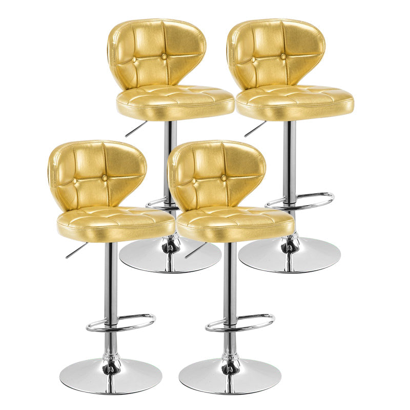 Modern Rotatable Backrest Counter Stool Steel Cashier Bar Stool with Cushion and Pedal Gold Silver 4 Piece Set Clearhalo 'Bar Furniture' 'Bar Stools' 'bar_stools' 'furn' 'furn_bar_stools' 'Furniture' 'furniture_bar_stools' 'Kitchen & Dining Furniture' 4940313