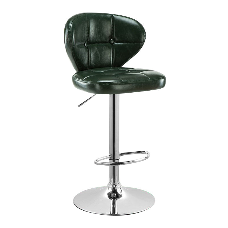 Modern Rotatable Backrest Counter Stool Steel Cashier Bar Stool with Cushion and Pedal Blackish Green Silver 1 Piece Clearhalo 'Bar Furniture' 'Bar Stools' 'bar_stools' 'furn' 'furn_bar_stools' 'Furniture' 'furniture_bar_stools' 'Kitchen & Dining Furniture' 4940314
