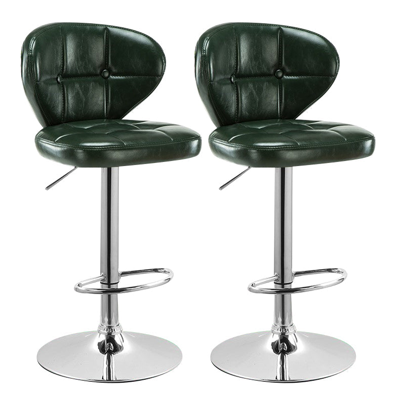Modern Rotatable Backrest Counter Stool Steel Cashier Bar Stool with Cushion and Pedal Blackish Green Silver 2 Piece Set Clearhalo 'Bar Furniture' 'Bar Stools' 'bar_stools' 'furn' 'furn_bar_stools' 'Furniture' 'furniture_bar_stools' 'Kitchen & Dining Furniture' 4940315